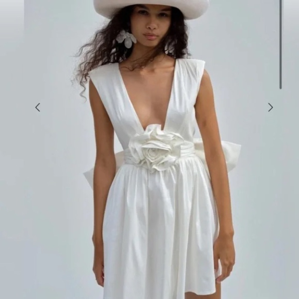 FOR LOVE AND LEMONS ROSE WHITE MINI BRIDAL GOWN WITH BOW